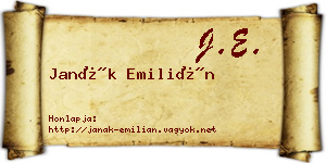 Janák Emilián névjegykártya